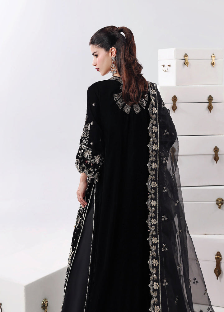 Lamore by Sardinia Unstitched Luxury Hand Work Velvet 3 peice SRD25LH D-5 Black Swan - Formals Collection