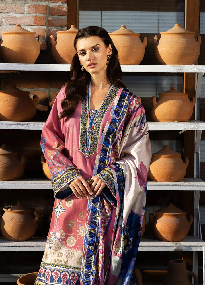 Mushq Hemline Echoes Of Serneity Unstitched Festive Raw Silk Printed 3 Piece MQ25ES D-06 Meridian Bloom - Festive Collection