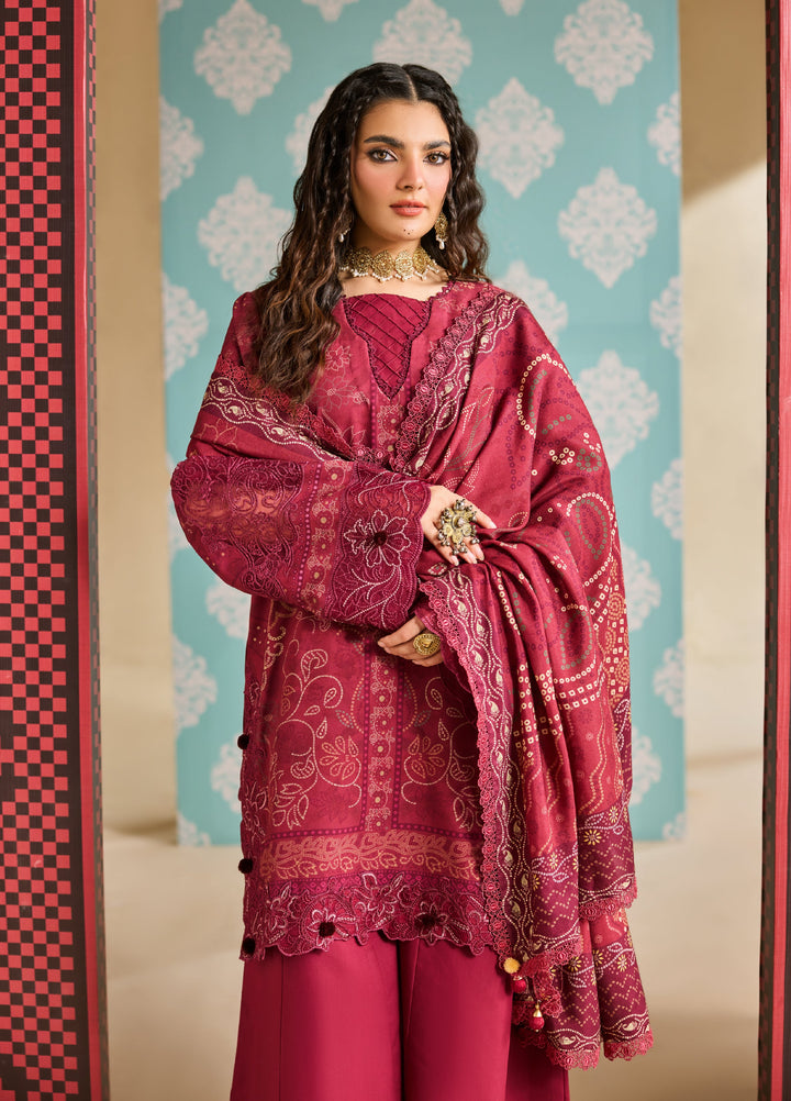 Zync by Florent One Nation Unstitched Khaddar Embroidered Suits 3 Piece FL25ON FL-8B - Winter Collection