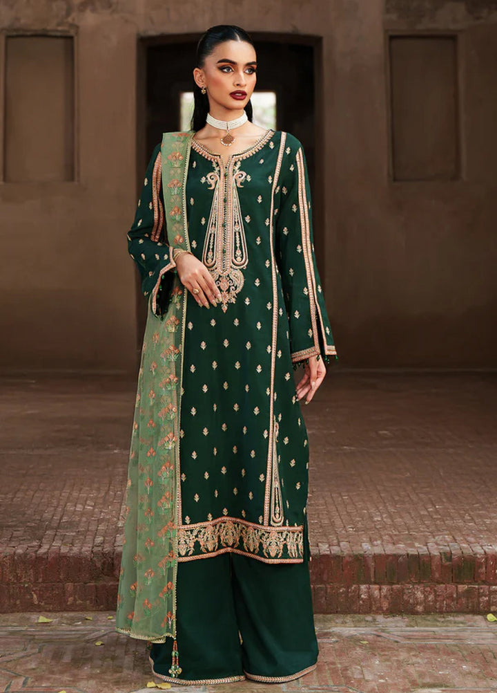 Zaria by Meeral Pret Embroidered Raw Silk 3 Piece Emerald - Festive Collection