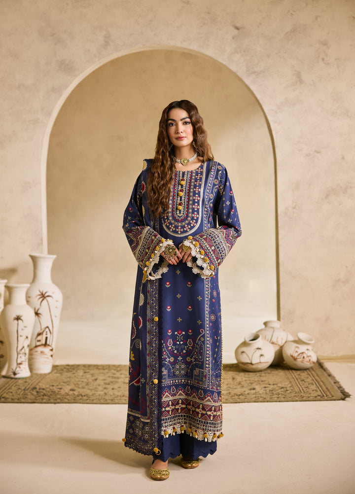 Zync by Florent One Nation Unstitched Khaddar Embroidered Suits 3 Piece FL25ON FL-1A - Winter Collection