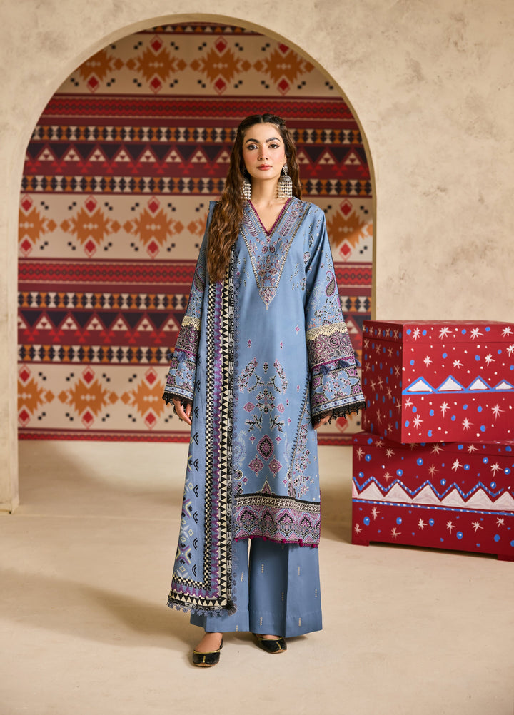Zync by Florent One Nation Unstitched Khaddar Embroidered Suits 3 Piece FL25ON FL-6A - Winter Collection