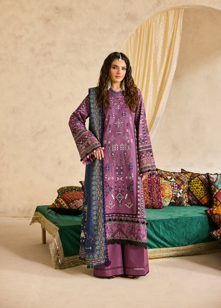 Zync by Florent One Nation Unstitched Khaddar Embroidered Suits 3 Piece FL25ON FL-5B - Winter Collection