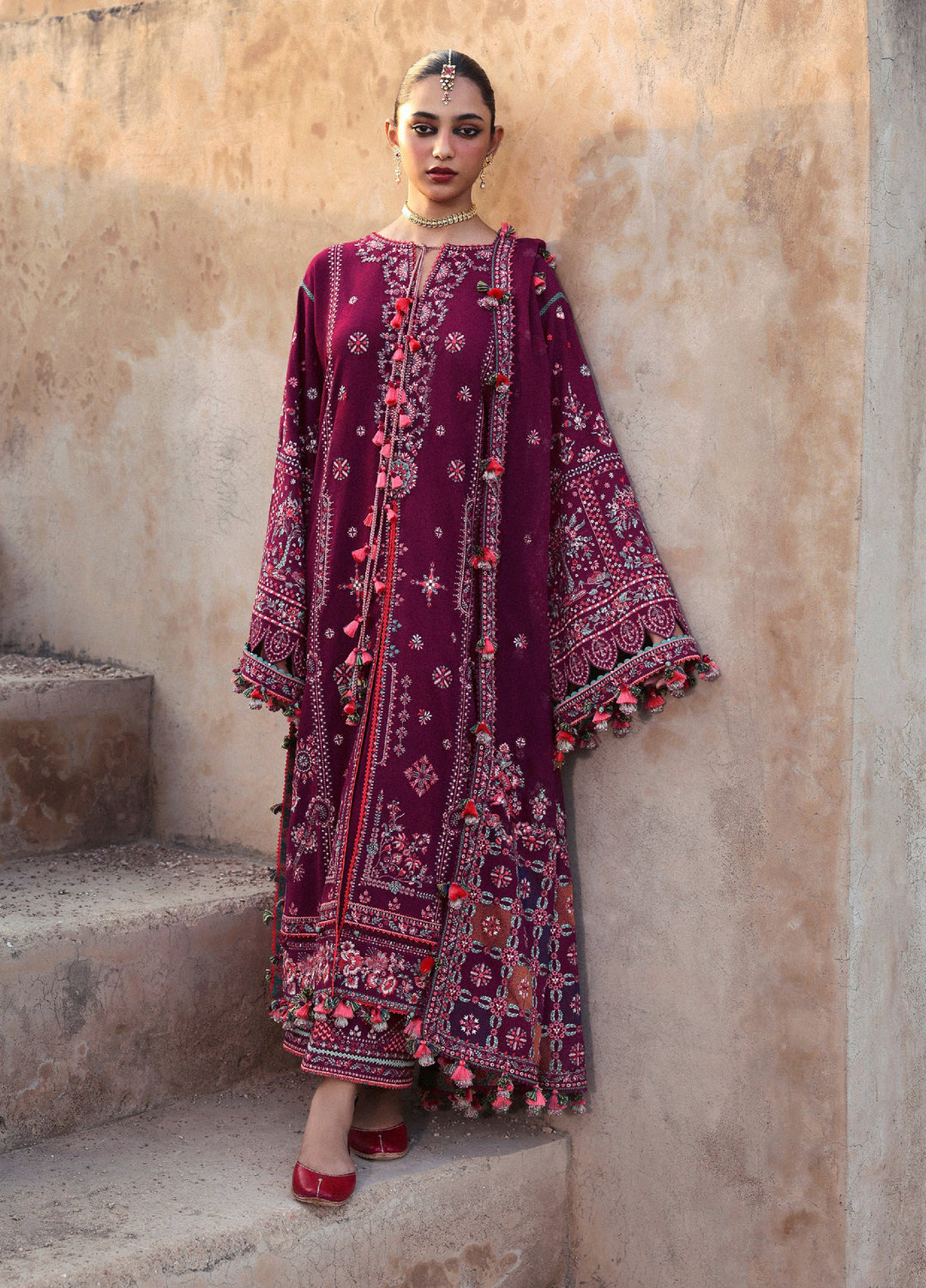 Hussain Rehar Unstitched Karandi Winter Embroidered Suits 3 Piece HRR25K Nargis - Winter Collection
