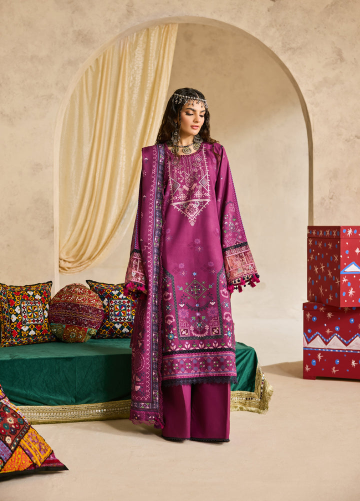 Zync by Florent One Nation Unstitched Khaddar Embroidered Suits 3 Piece FL25ON FL-4B - Winter Collection