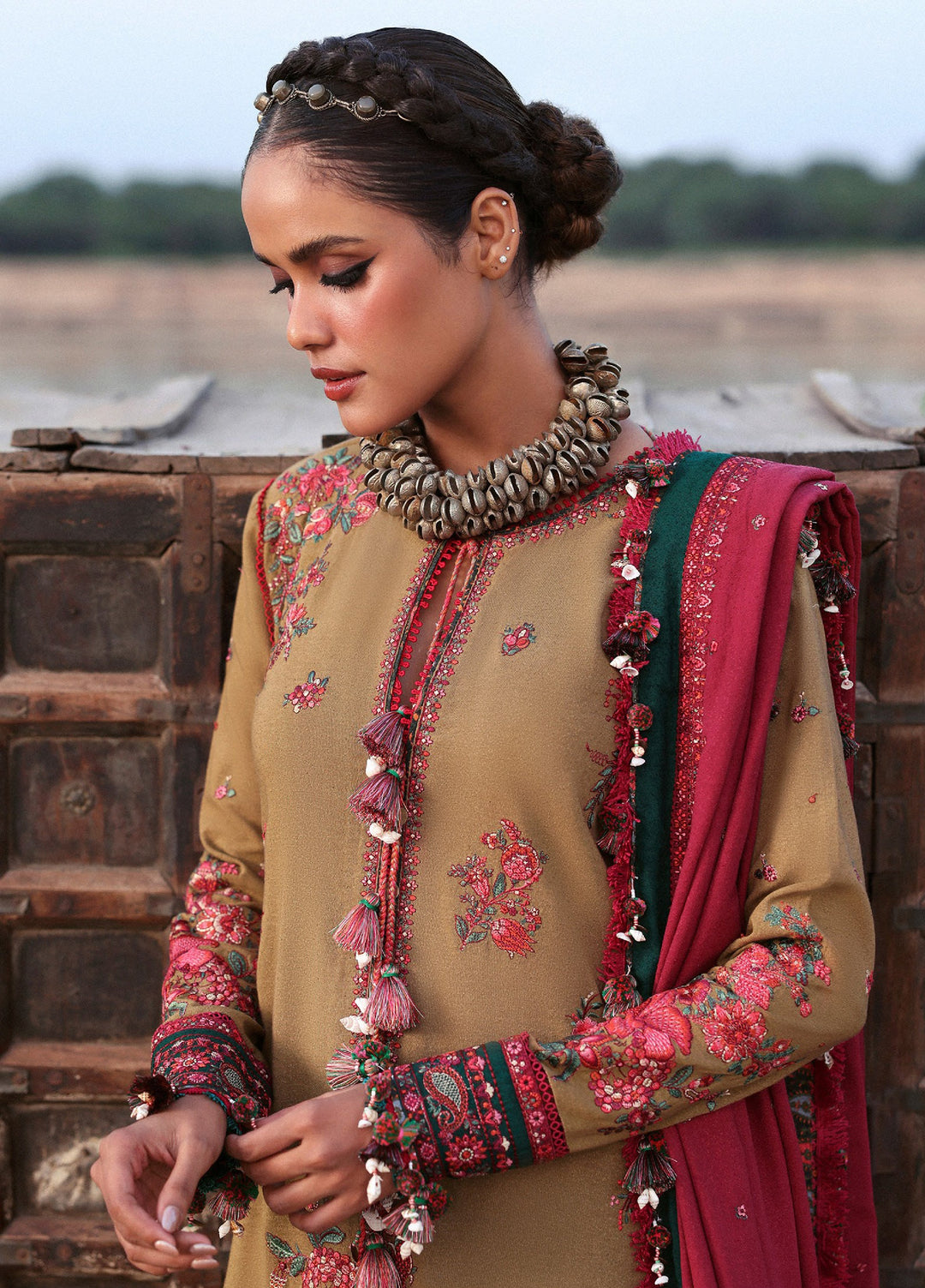 Hussain Rehar Unstitched Karandi Winter Embroidered Suits 3 Piece HRR25K Rumi - Winter Collection