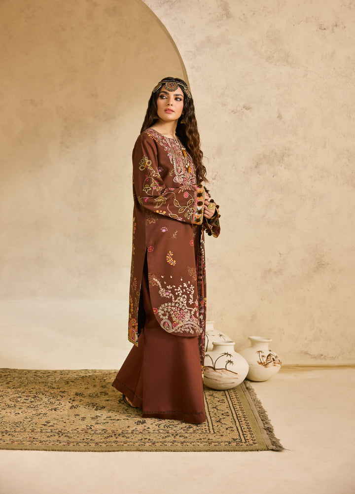 Zync by Florent One Nation Unstitched Khaddar Embroidered Suits 3 Piece FL25ON FL-2B - Winter Collection