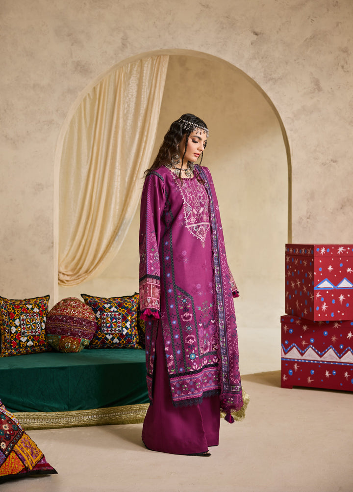 Zync by Florent One Nation Unstitched Khaddar Embroidered Suits 3 Piece FL25ON FL-4B - Winter Collection