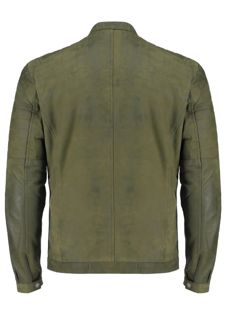 Mens Green Classic Fashion Buff Soft Real Leather Jacket