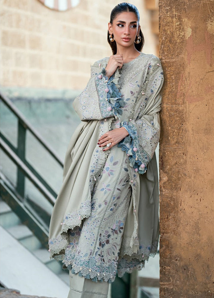 Shades Of Winter by Florent Unstitched Marina Twill Embroidered Suits 3 Piece FL25SW FL-8A - Winter Collection