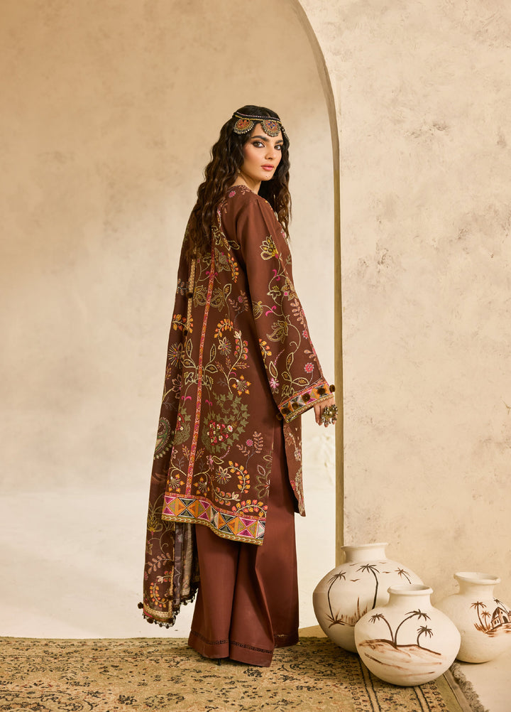 Zync by Florent One Nation Unstitched Khaddar Embroidered Suits 3 Piece FL25ON FL-2B - Winter Collection