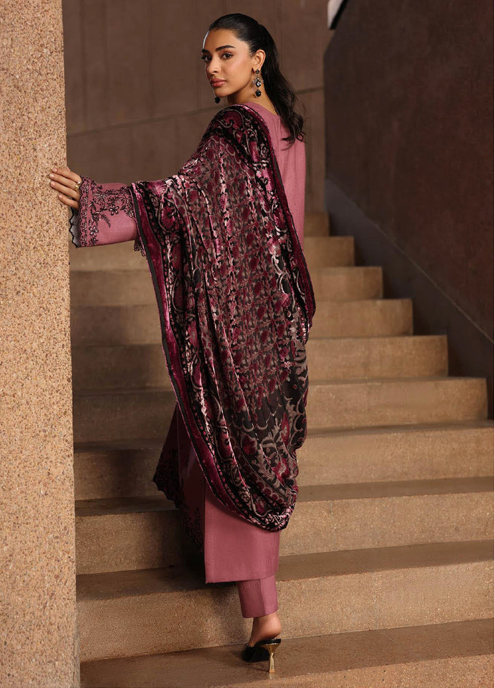 Rajbari Premium Unstitched Peach Winter Shawl Exclusive Embroidered Suits 3 Piece RB25PW D-2 - Winter Collection