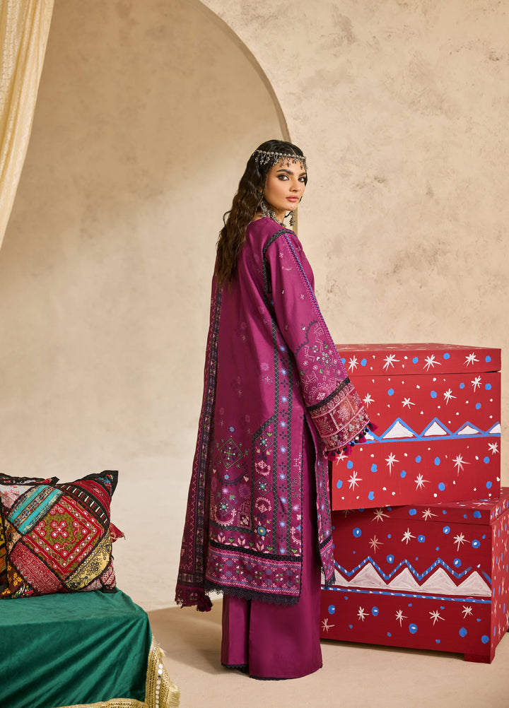 Zync by Florent One Nation Unstitched Khaddar Embroidered Suits 3 Piece FL25ON FL-4B - Winter Collection