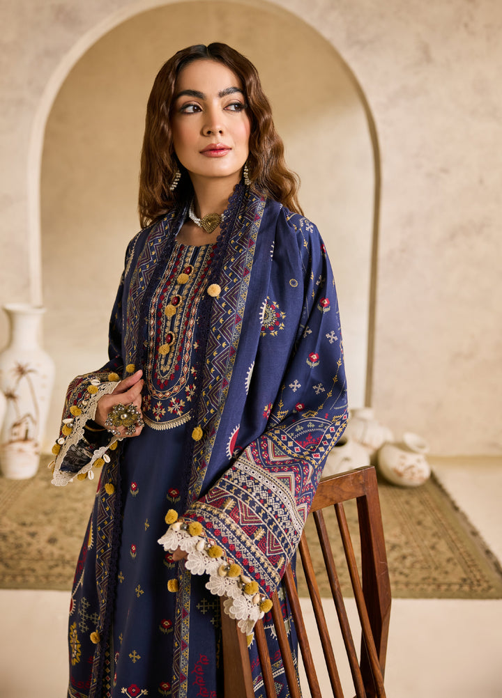 Zync by Florent One Nation Unstitched Khaddar Embroidered Suits 3 Piece FL25ON FL-1A - Winter Collection