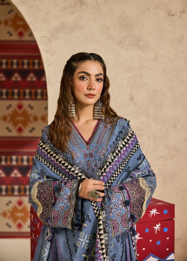 Zync by Florent One Nation Unstitched Khaddar Embroidered Suits 3 Piece FL25ON FL-6A - Winter Collection