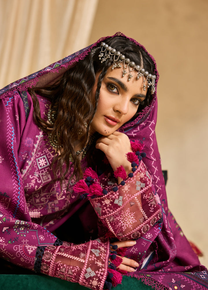 Zync by Florent One Nation Unstitched Khaddar Embroidered Suits 3 Piece FL25ON FL-4B - Winter Collection