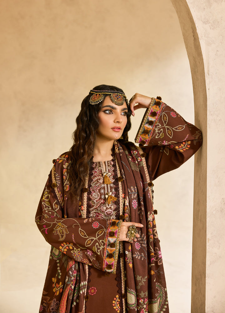Zync by Florent One Nation Unstitched Khaddar Embroidered Suits 3 Piece FL25ON FL-2B - Winter Collection
