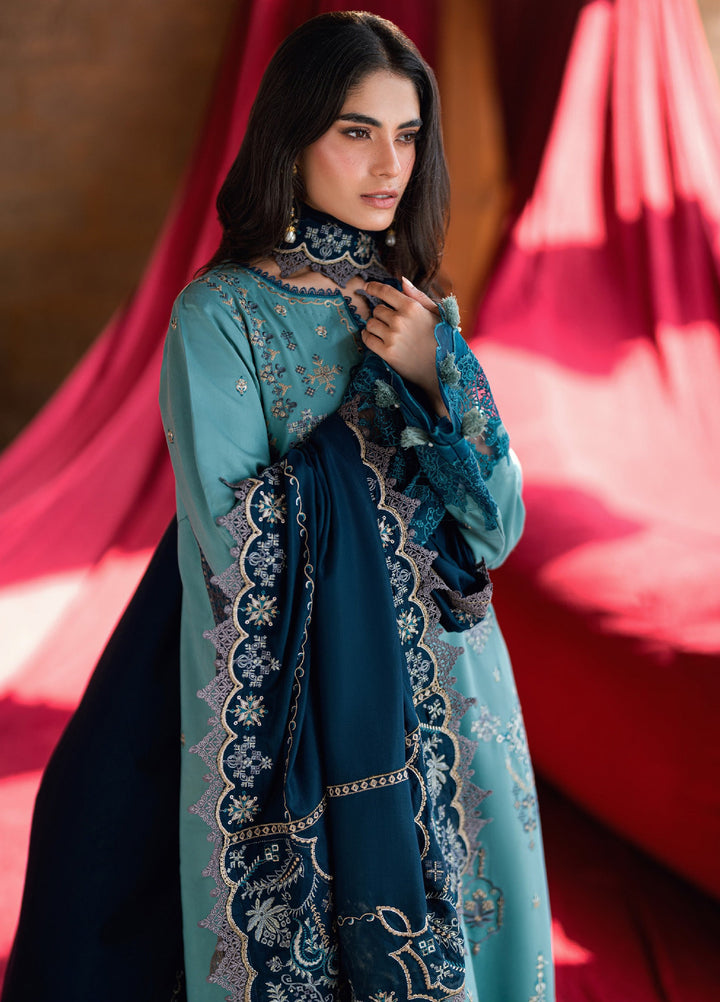 Shades Of Winter by Florent Unstitched Marina Twill Embroidered Suits 3 Piece FL25SW FL-2B - Winter Collection