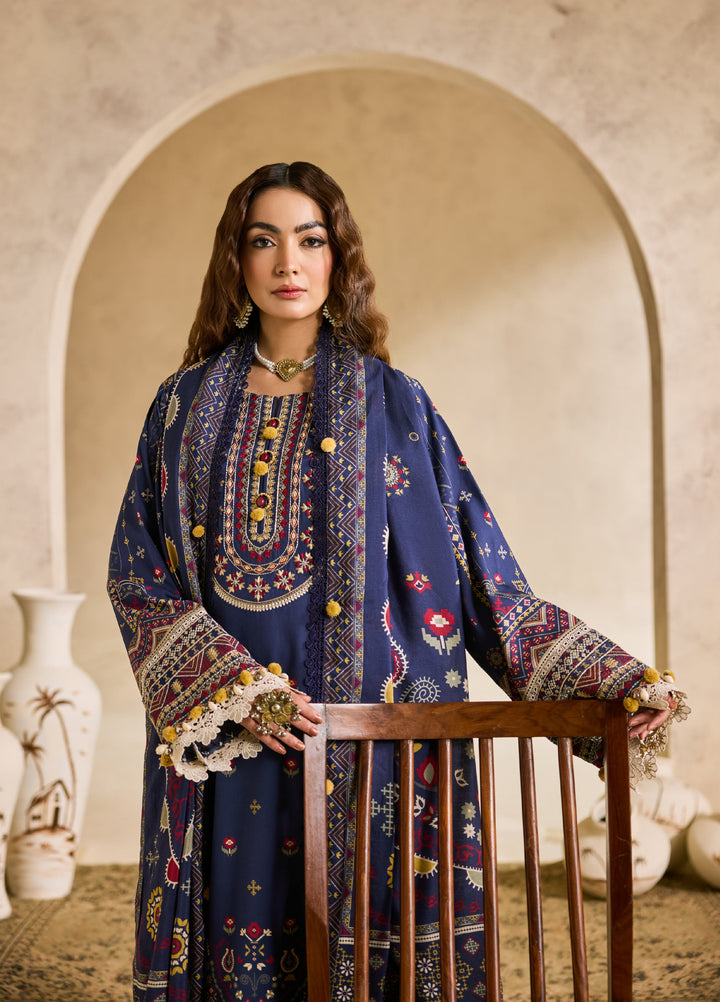 Zync by Florent One Nation Unstitched Khaddar Embroidered Suits 3 Piece FL25ON FL-1A - Winter Collection