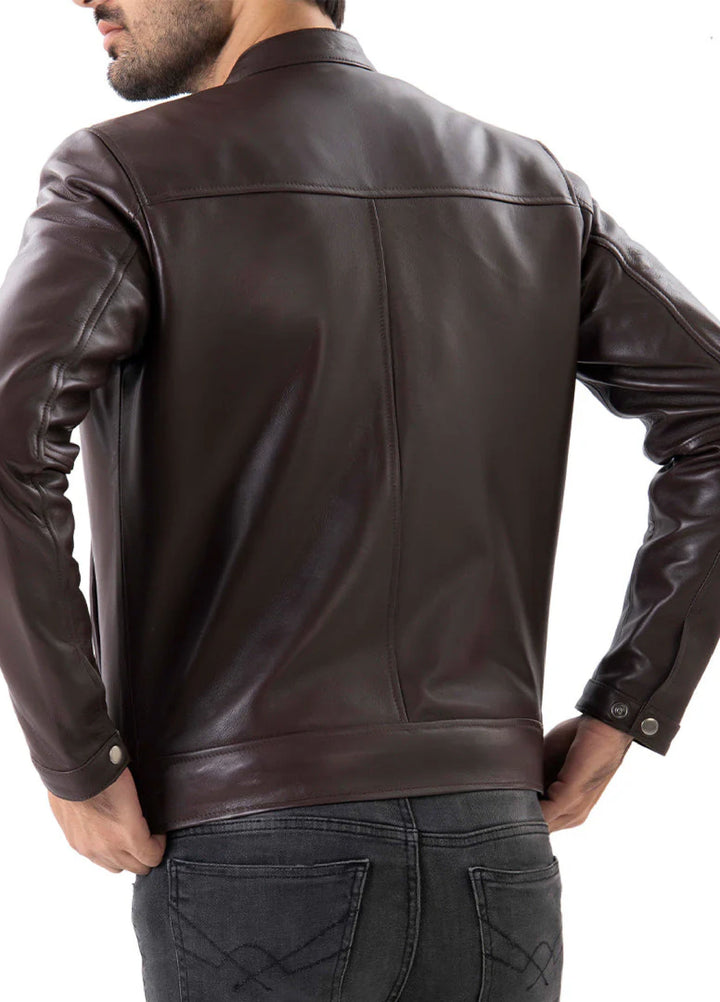 Brown Mens Pure Sheep Leather Jacket