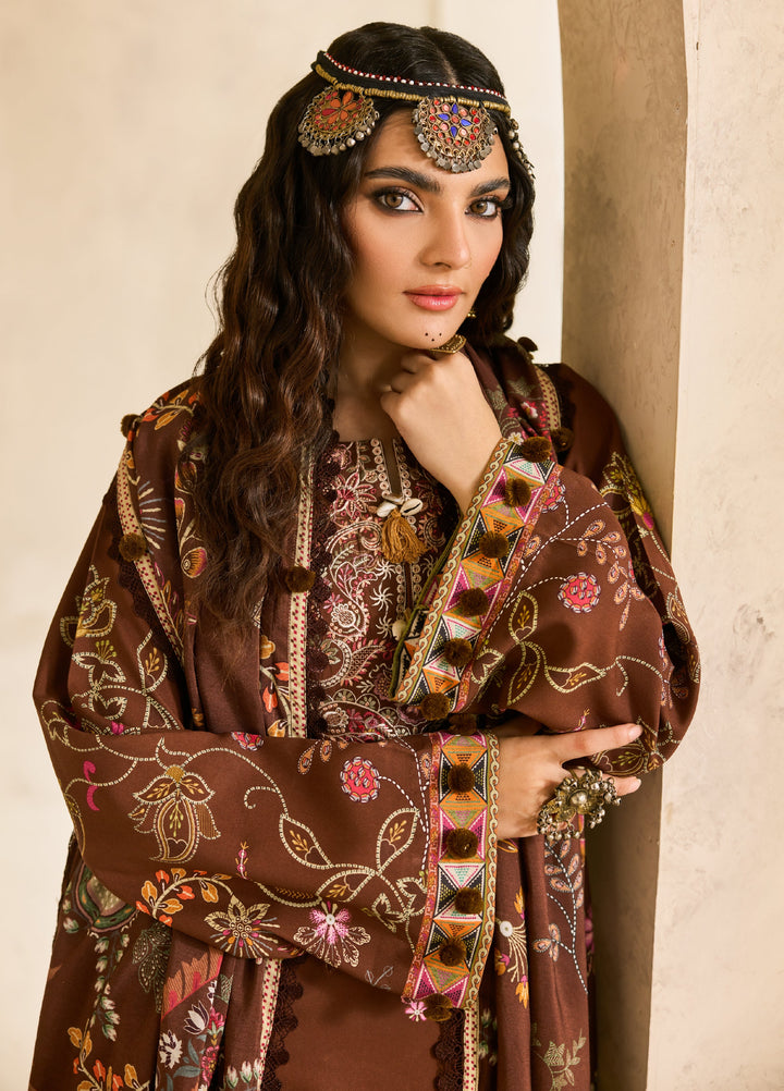 Zync by Florent One Nation Unstitched Khaddar Embroidered Suits 3 Piece FL25ON FL-2B - Winter Collection