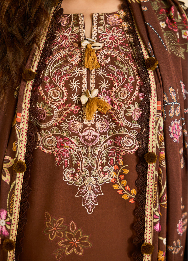 Zync by Florent One Nation Unstitched Khaddar Embroidered Suits 3 Piece FL25ON FL-2B - Winter Collection