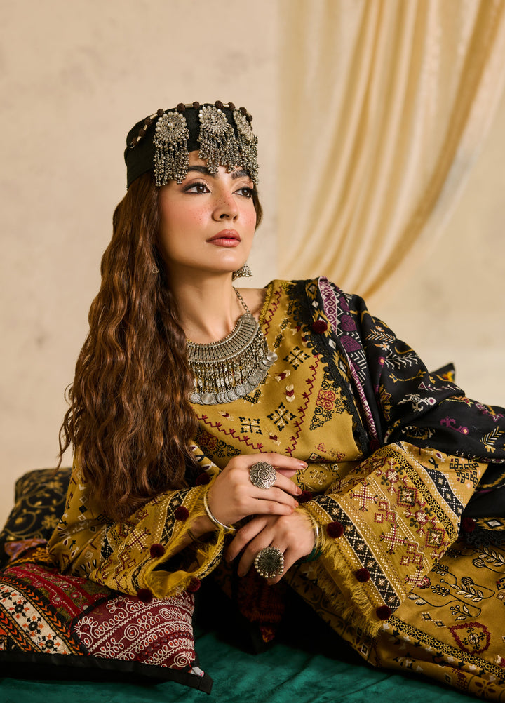 Zync by Florent One Nation Unstitched Khaddar Embroidered Suits 3 Piece FL25ON FL-5A - Winter Collection