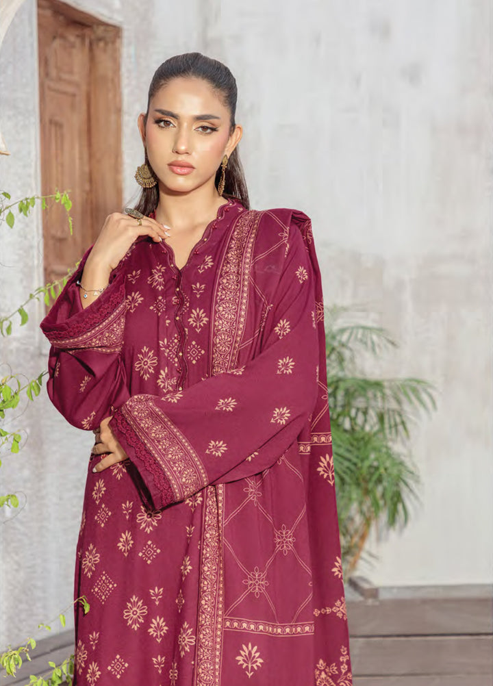 Lakhany Printed Pashmina Suits Unstitched 3 Piece LSM25LP LG-RL-0346-A - Winter Collection
