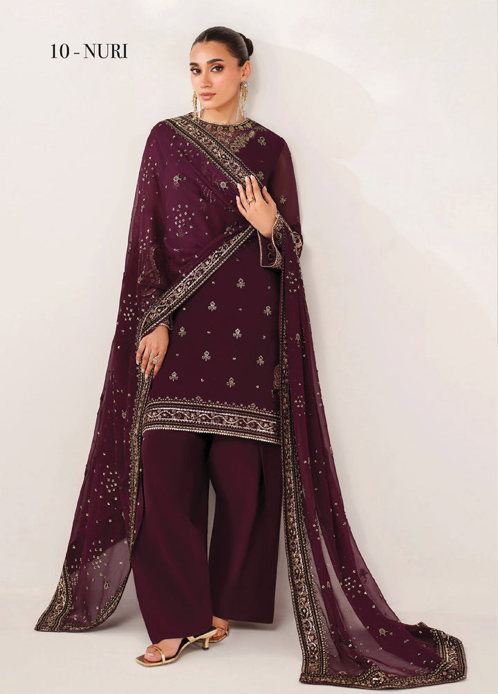 Xenia Formals Unstitched Embroidered Chiffon 3 Piece Suits XE25FU D-10 Nuri - Formal Collection