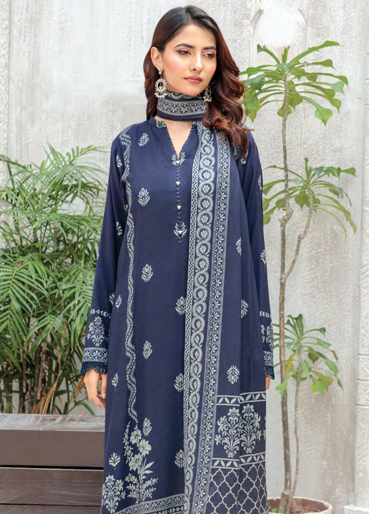 Lakhany Printed Pashmina Suits Unstitched 3 Piece LSM25LP LG-SG-0039-C - Winter Collection