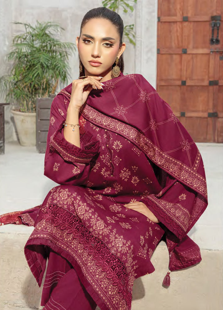 Lakhany Printed Pashmina Suits Unstitched 3 Piece LSM25LP LG-RL-0346-A - Winter Collection
