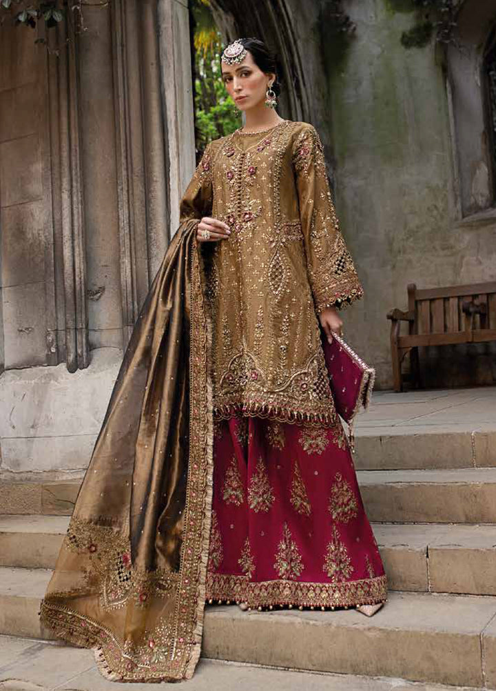 Soiree by Maria B Unstitched Raw Silk Embroidered Suits 3 Piece MB25SF D-4 - Formals Collection