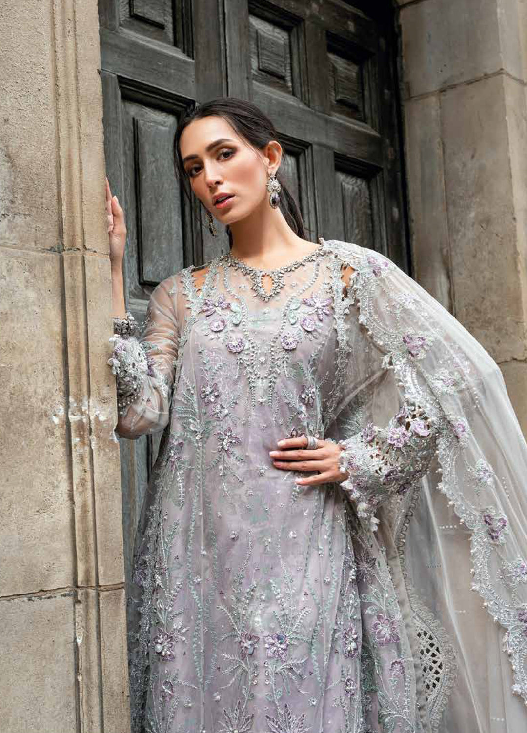 Soiree by Maria B Unstitched Net Embroidered Suits 3 Piece MB25SF D-7 - Formals Collection