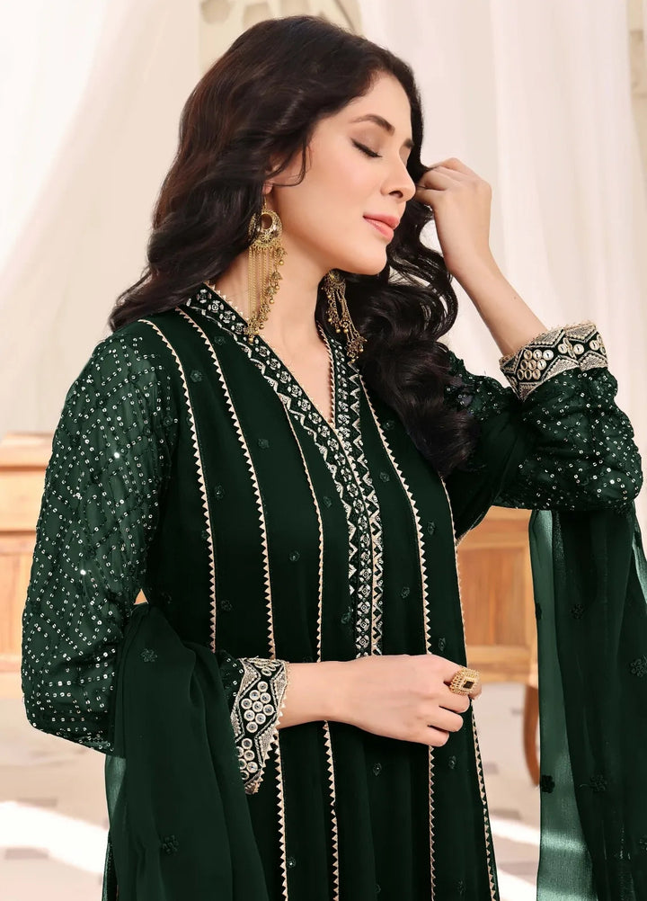 Abaan Zohan Pret Embroidered Chiffon 3 Piece Suit Kashish Kaai Green