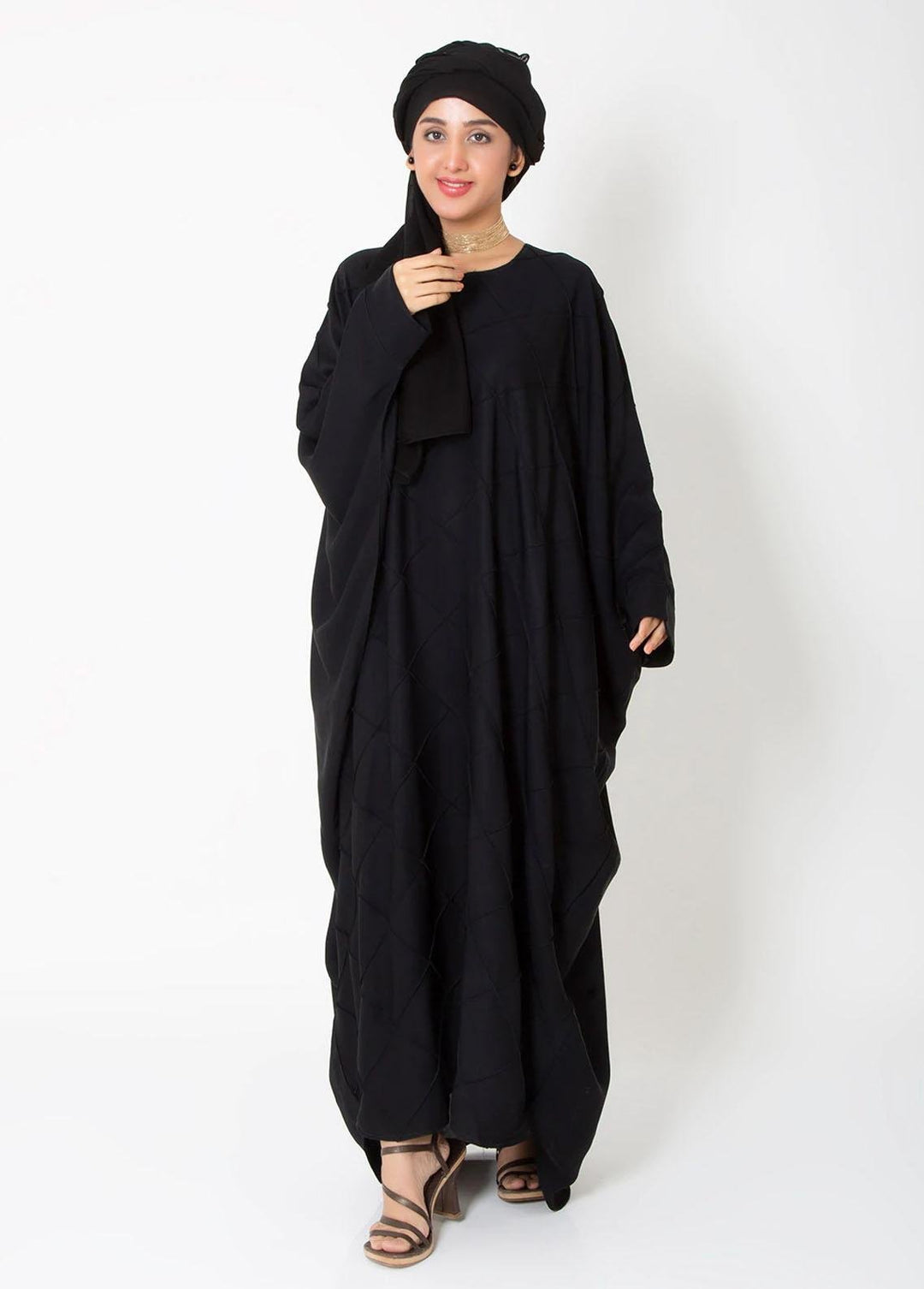 Abaya pk Casual Nida Stitched Abaya ABA22C Black Butterfly Pintux