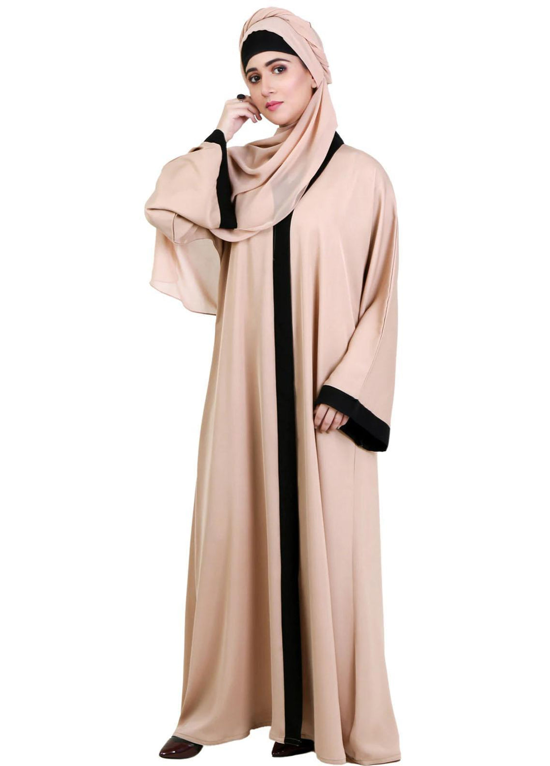 Abaya pk Casual Nida Stitched Abaya ABA22C Pristine Brown