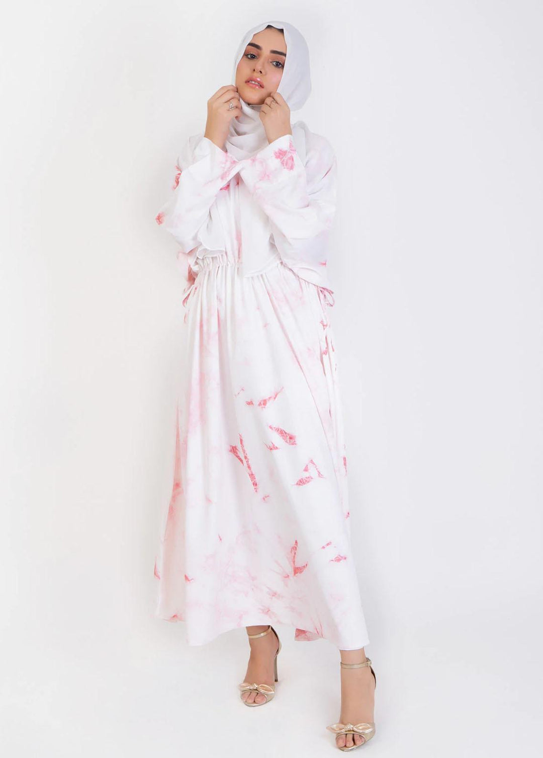 Abaya pk Casual Nida Stitched Abaya ABA22C Sophia Pink