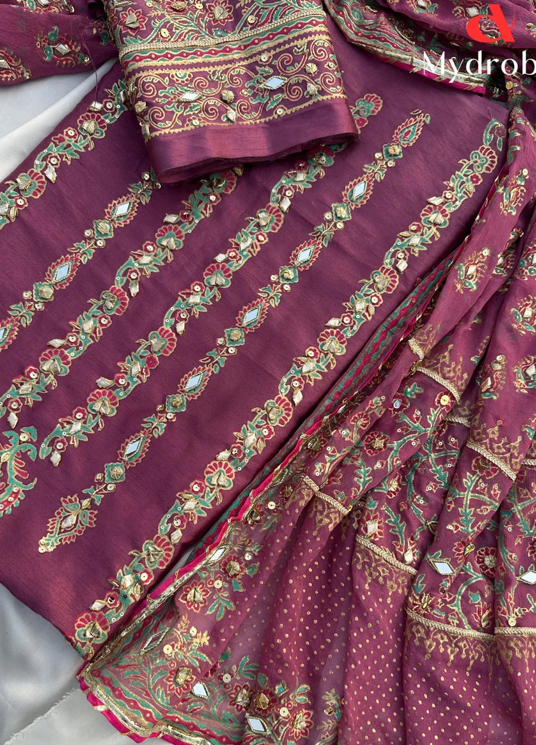 Adaa By Mahnoor Embellished Raw Silk Suits Unstitched 3 Piece Plum - Festive Collection