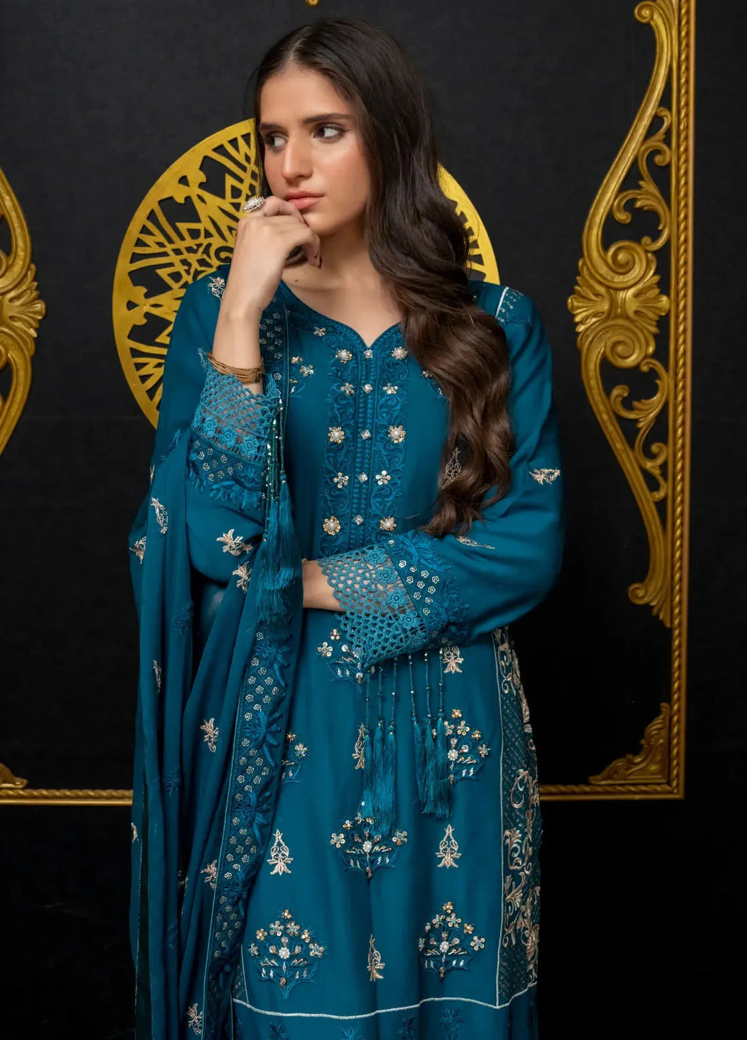 Adam Couture Pret Embroidered Chiffon 3 Piece Suit Batool