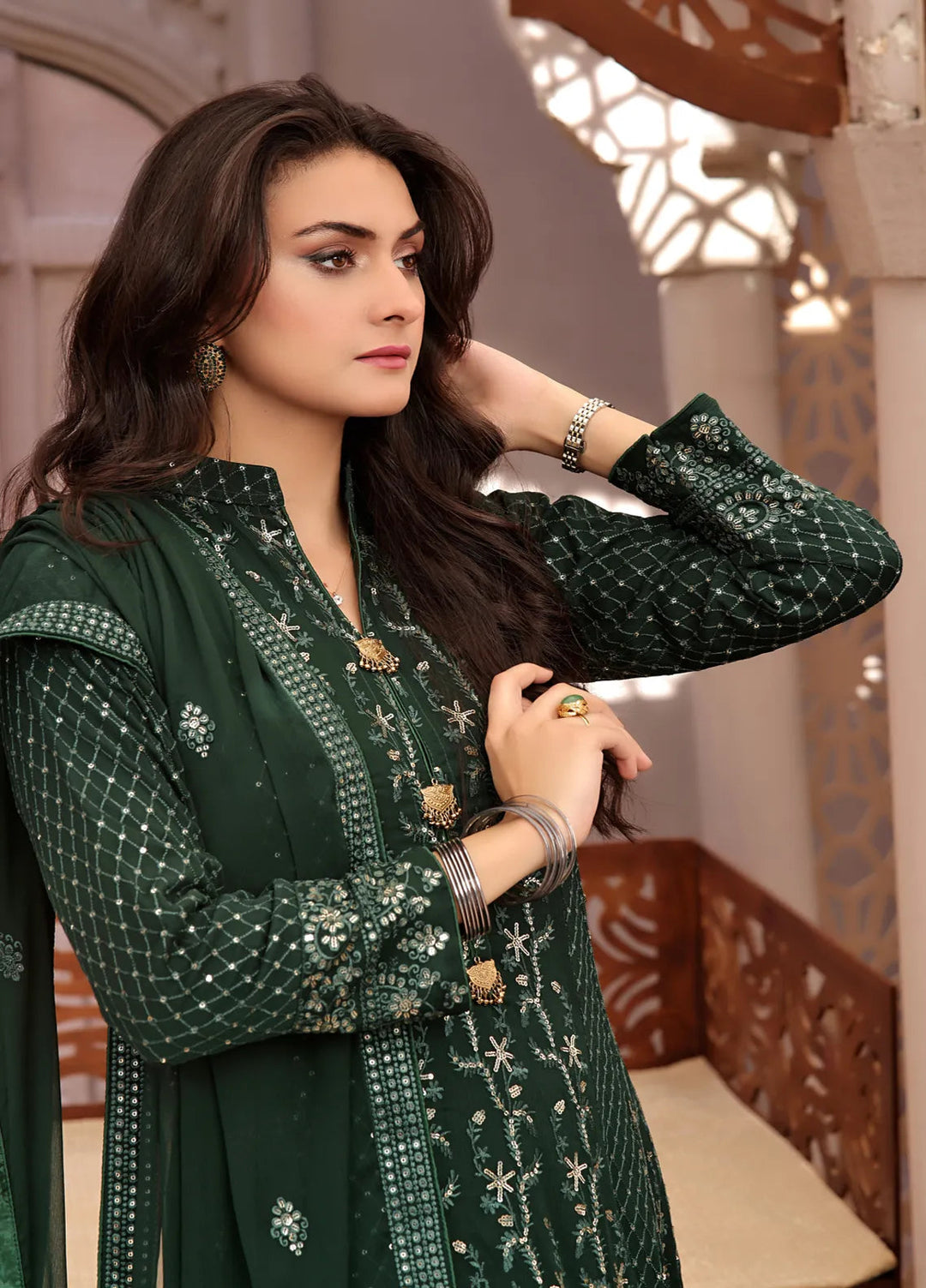 Adams Couture Pret Embroidered Chiffon 3 Piece Suit Roshni