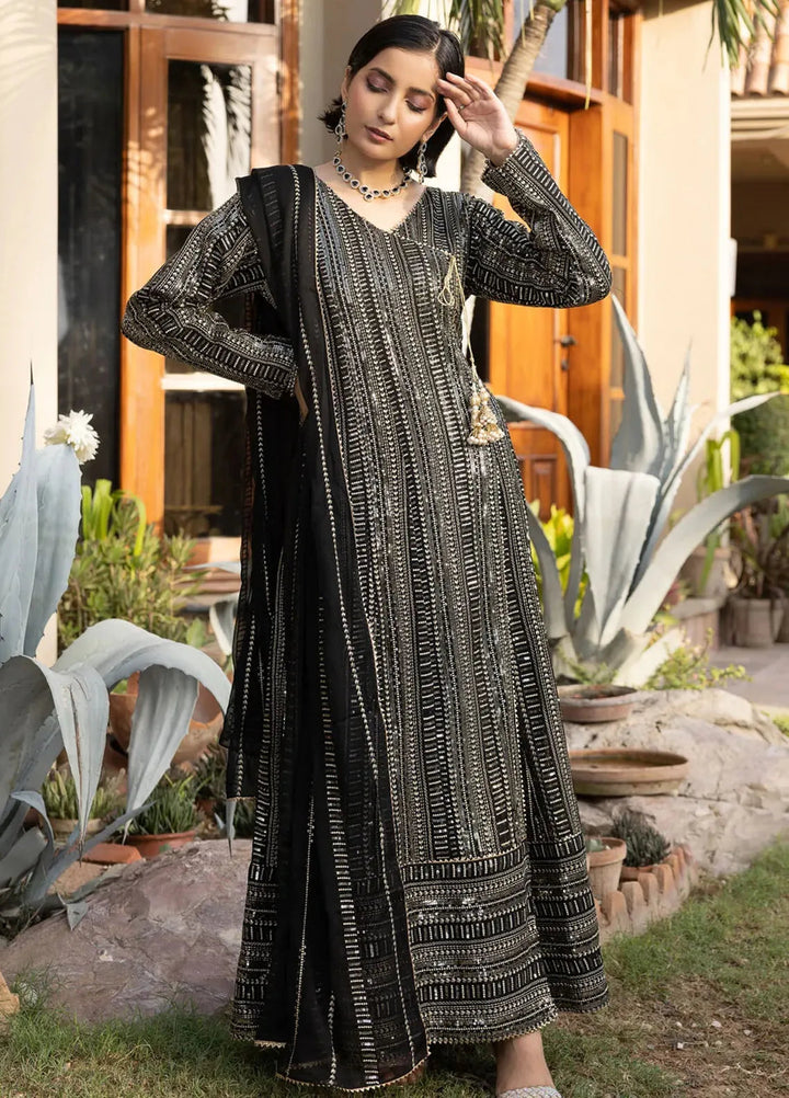 Adams Couture Pret Embroidered Chiffon 3 Piece Suit Sohrab Black