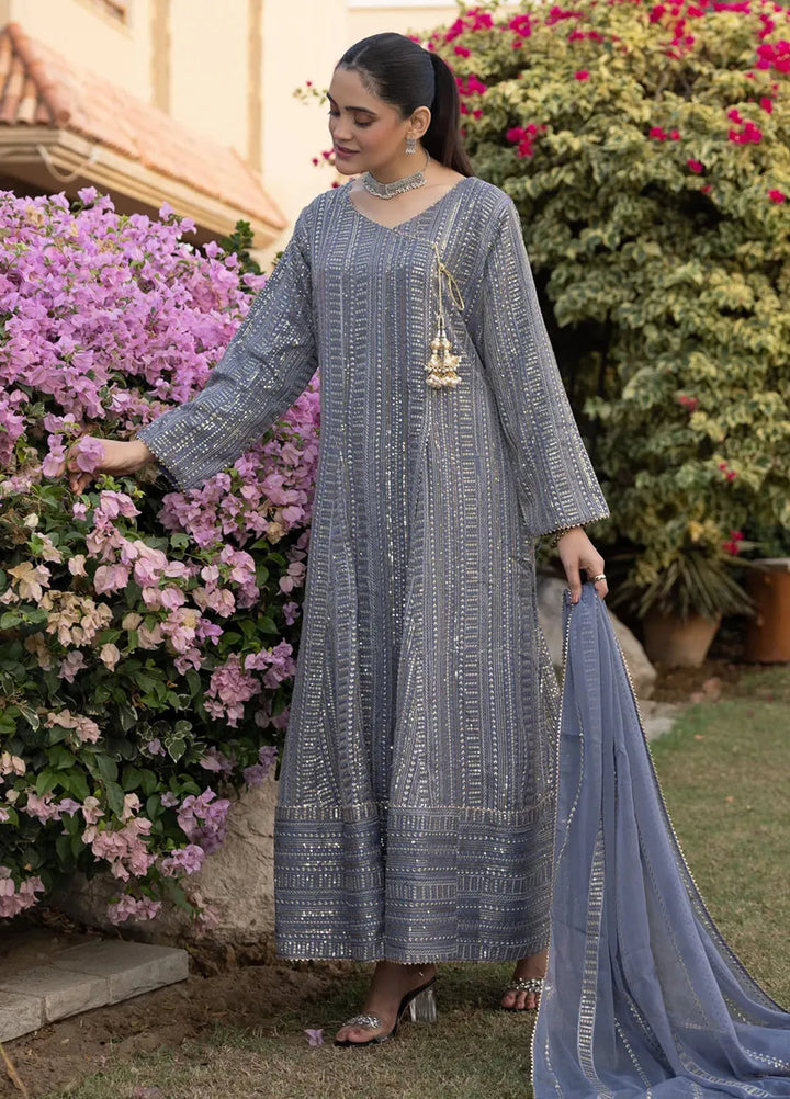 Adams Couture Pret Embroidered Chiffon 3 Piece Suit Sohrab Grey