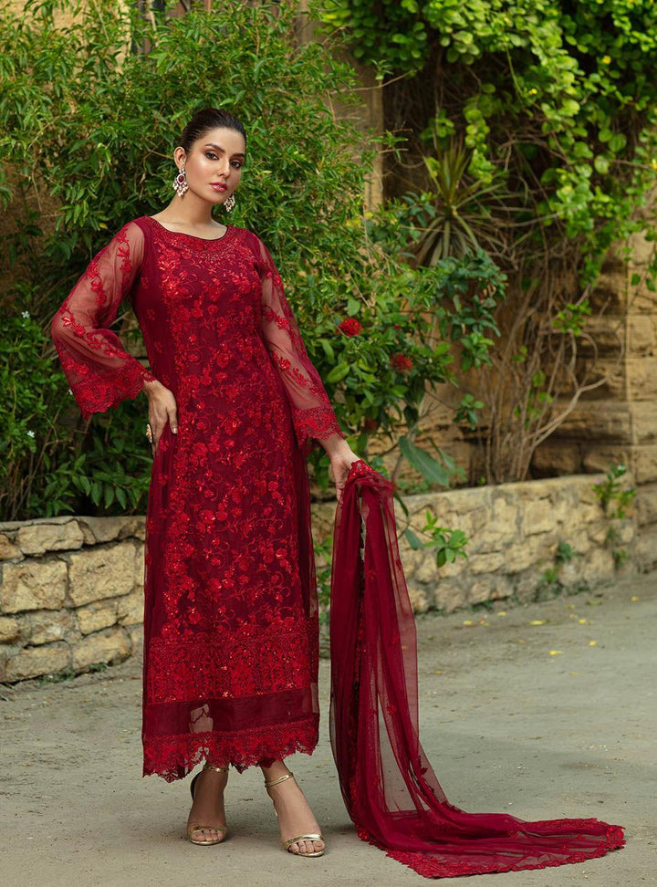 Zainab Chottani Embroidered Net Suits Unstitched 3 Piece ZC21WF Aergul 06 - Wedding Collection