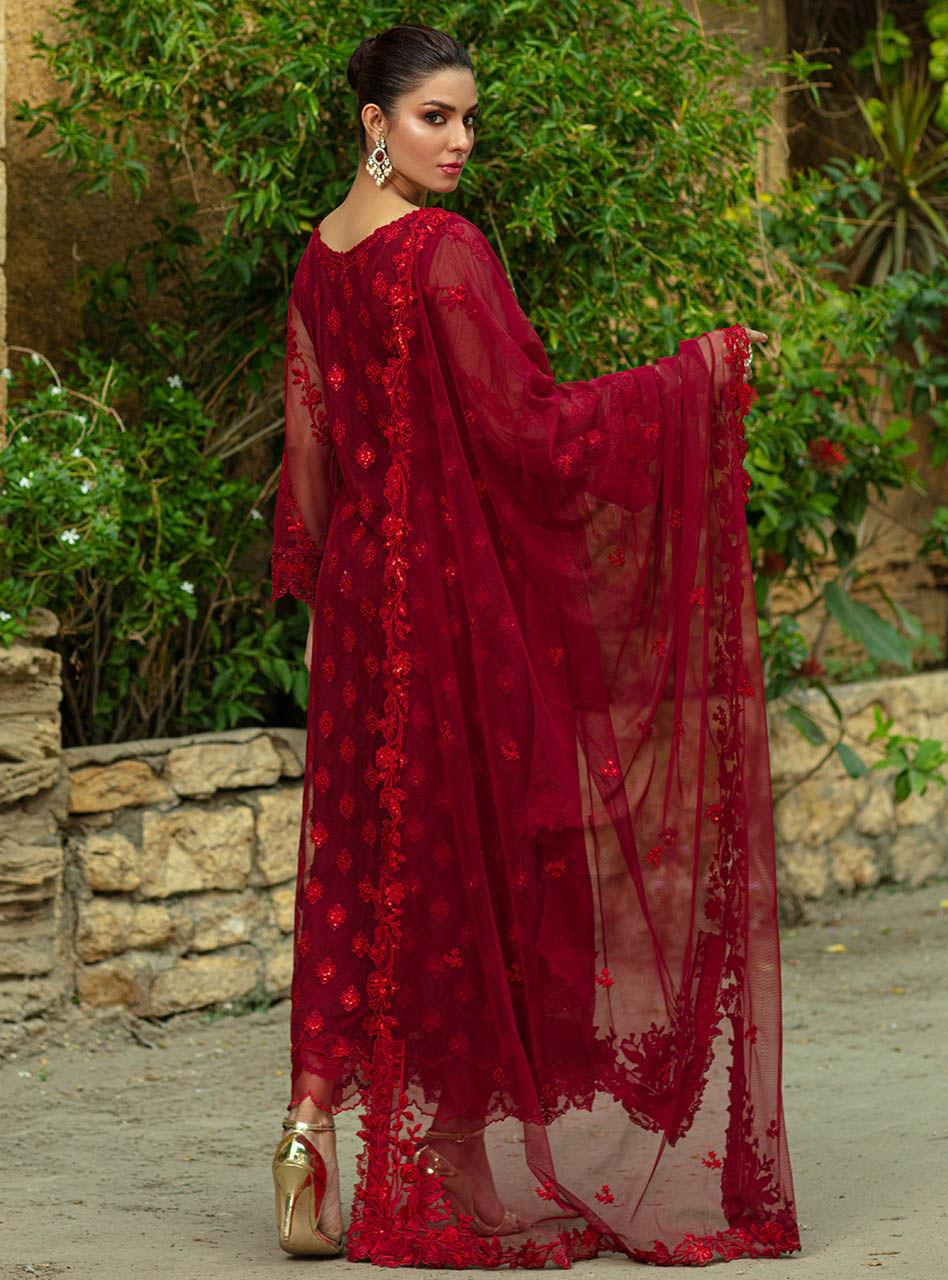 Zainab Chottani Embroidered Net Suits Unstitched 3 Piece ZC21WF Aergul 06 - Wedding Collection