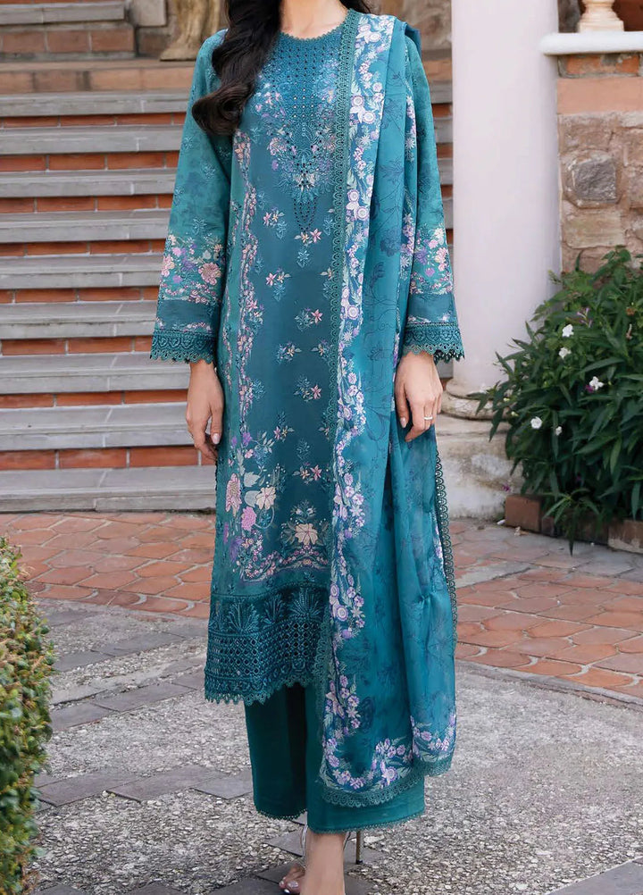 Afrozeh Embroidered Lawn Suit Unstitched 3 Piece AF25DH D-04 Eden A - Summer Collection