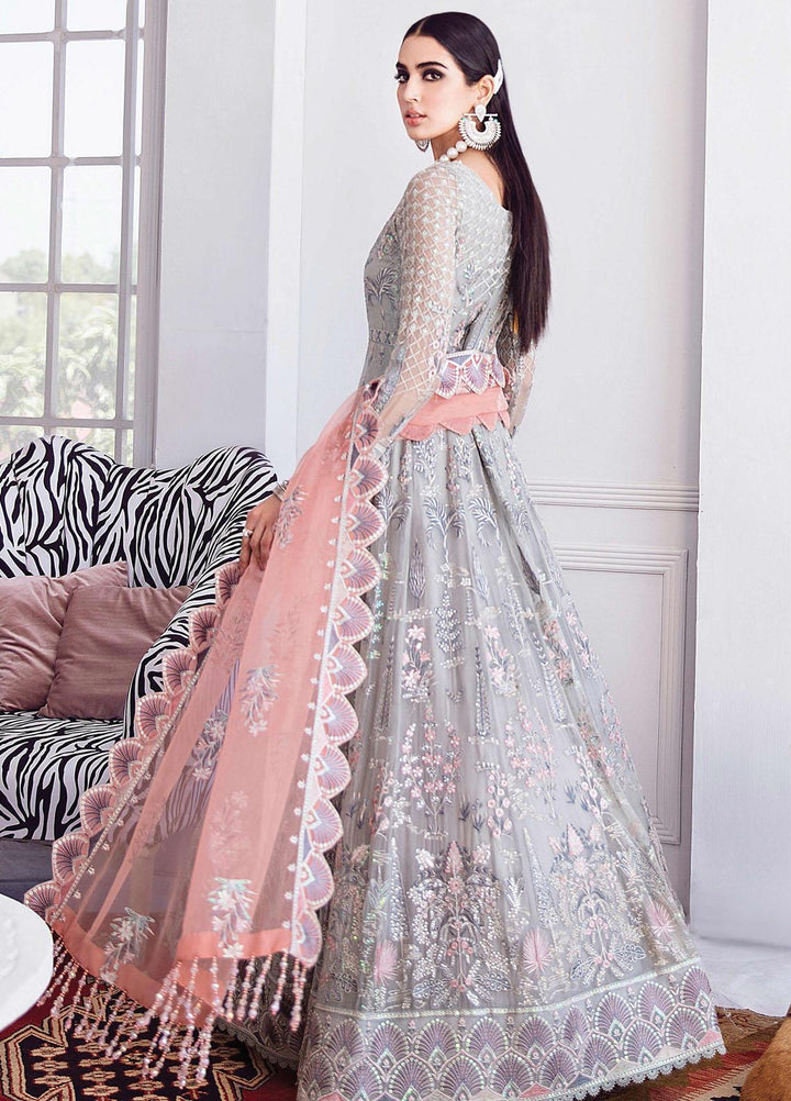 Afrozeh Embroidered Organza Suits Unstitched 3 Piece AF21LF 02-SNOW GLASS - Summer Collection