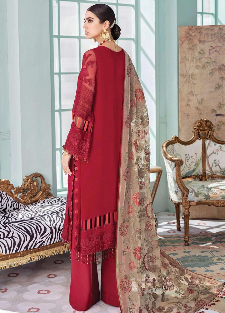 Afrozeh Embroidered Chiffon Suits Unstitched 3 Piece AF21LF 05-CORAL MIST - Summer Collection