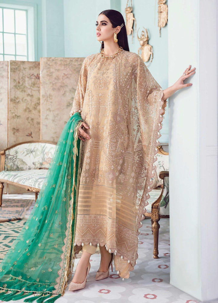Afrozeh Embroidered Organza Suits Unstitched 3 Piece AF21LF 08-CANDLE LIGHT - Summer Collection