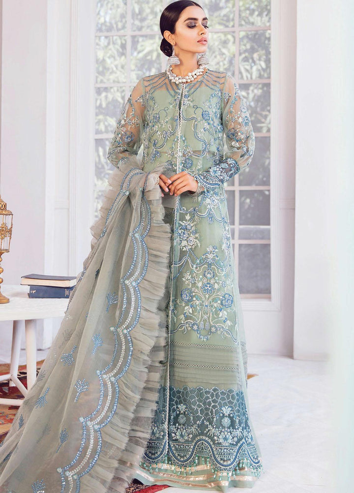 Afrozeh Embroidered Organza Suits Unstitched 3 Piece AF21LF 09-MINT MACARON - Summer Collection