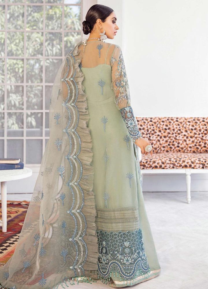 Afrozeh Embroidered Organza Suits Unstitched 3 Piece AF21LF 09-MINT MACARON - Summer Collection